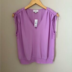 LOFT Purple Sleeveless Tie Front Blouse
